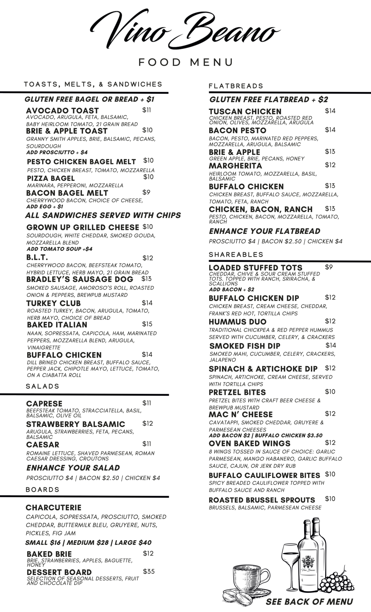 VB DESSERTS, COFFEE AND WINE MENU